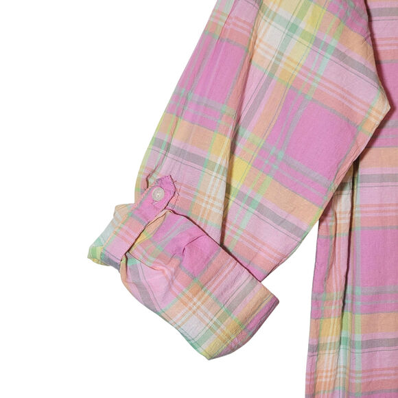 Ralph Lauren Pink and Yellow Plaid Shirt Button Down Tunic Casual Classic Size S - Picture 5 of 13